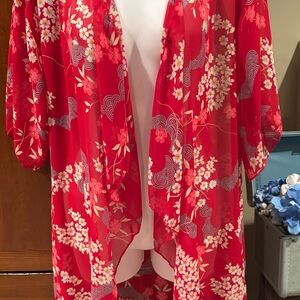 Floral Red Kimono Robe